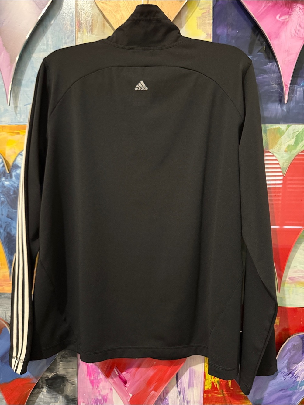 Adidas Black Lightweight Track Jacket with White Stripes - Picture 2 of 4